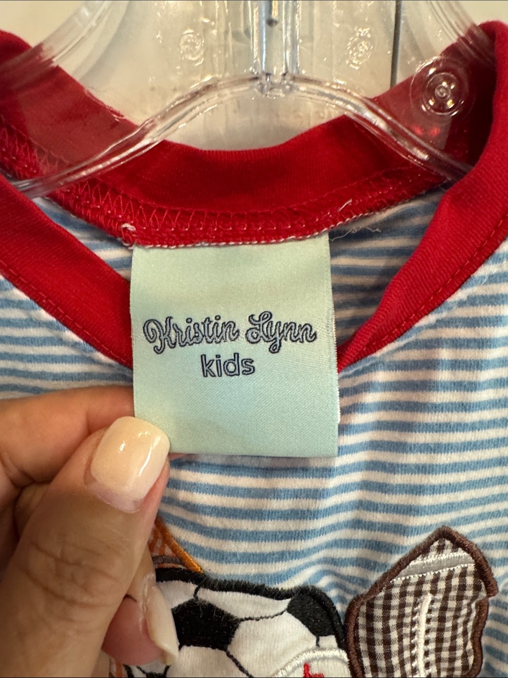 Kristin Lynn Kids Striped Sports Appliqué Bubble - 12M - Picture 2 of 7